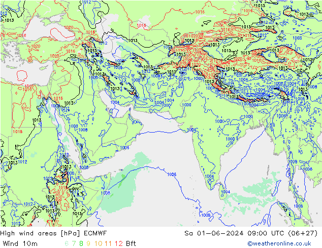 Windvelden ECMWF za 01.06.2024 09 UTC