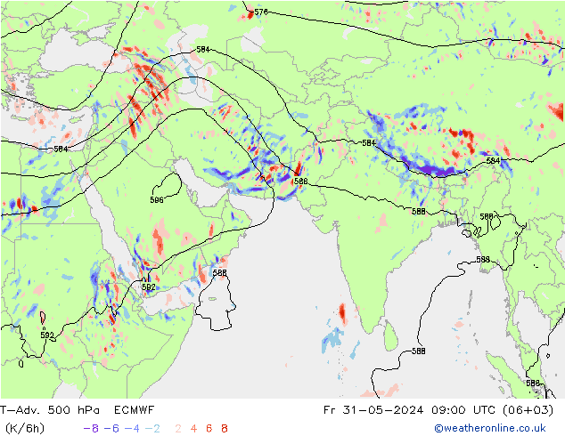 T-Adv. 500 hPa ECMWF Fr 31.05.2024 09 UTC