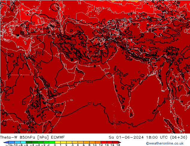 Theta-W 850гПа ECMWF сб 01.06.2024 18 UTC