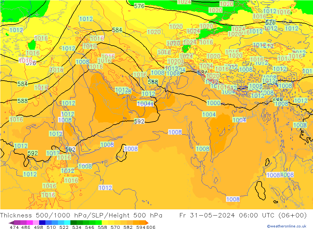 500-1000 hPa Kalınlığı ECMWF Cu 31.05.2024 06 UTC