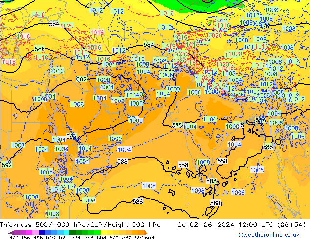 Thck 500-1000hPa ECMWF nie. 02.06.2024 12 UTC