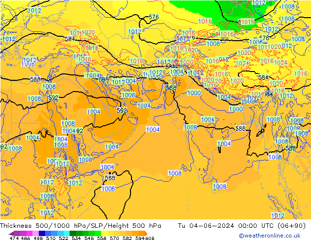 Schichtdicke 500-1000 hPa ECMWF Di 04.06.2024 00 UTC