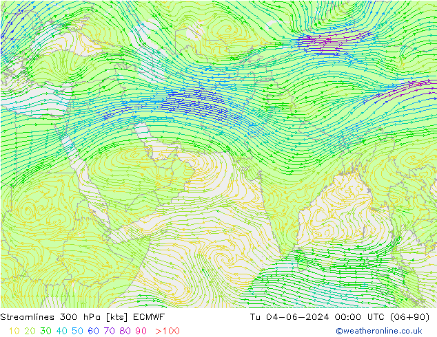 Rüzgar 300 hPa ECMWF Sa 04.06.2024 00 UTC