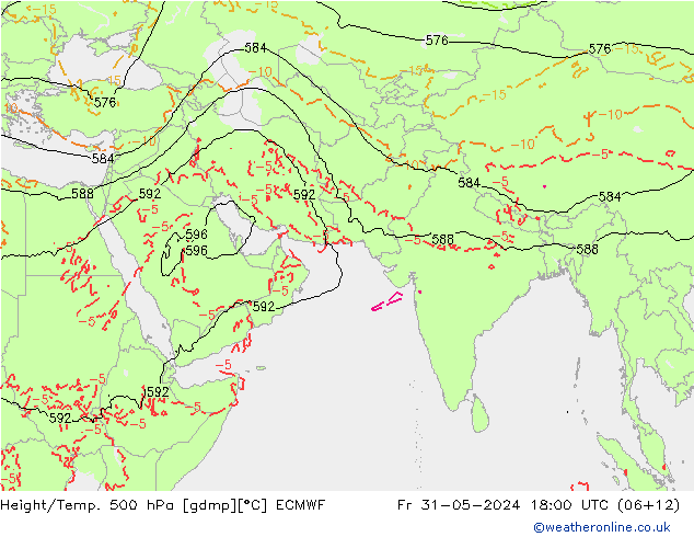 Height/Temp. 500 hPa ECMWF Fr 31.05.2024 18 UTC