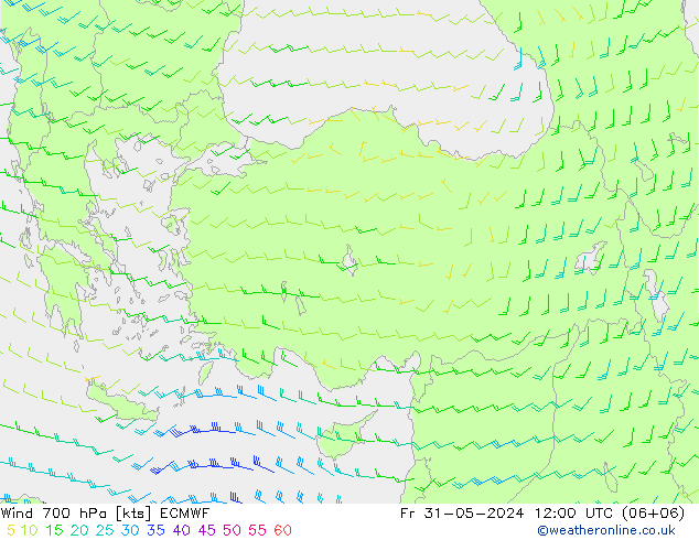 Wind 700 hPa ECMWF Fr 31.05.2024 12 UTC