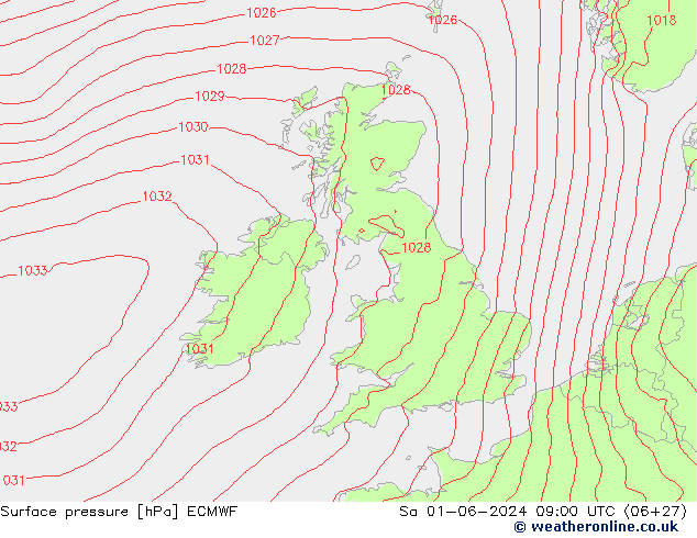 приземное давление ECMWF сб 01.06.2024 09 UTC