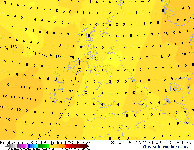 Z500/Rain (+SLP)/Z850 ECMWF so. 01.06.2024 06 UTC