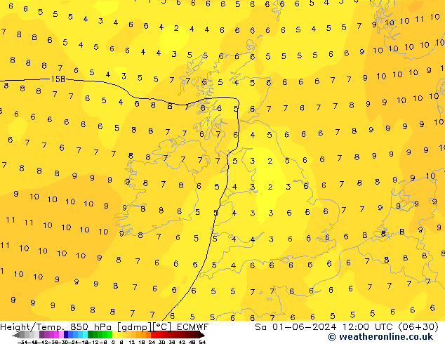 Z500/Rain (+SLP)/Z850 ECMWF Sa 01.06.2024 12 UTC