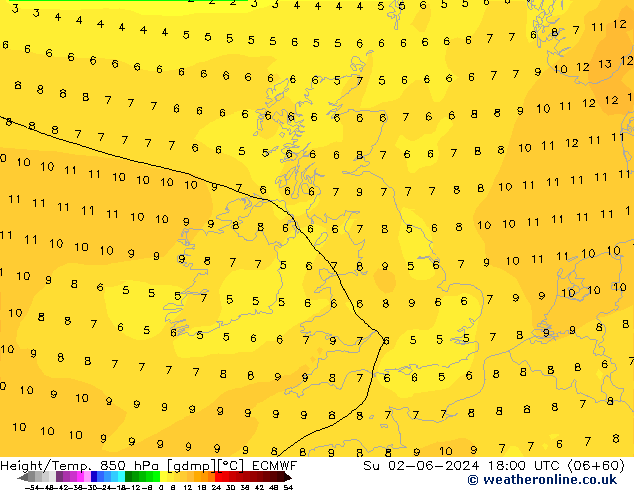 Z500/Rain (+SLP)/Z850 ECMWF Вс 02.06.2024 18 UTC