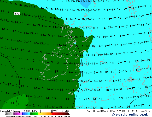 Z500/Rain (+SLP)/Z850 ECMWF Sa 01.06.2024 12 UTC