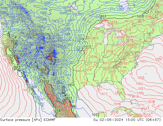 pressão do solo ECMWF Dom 02.06.2024 15 UTC