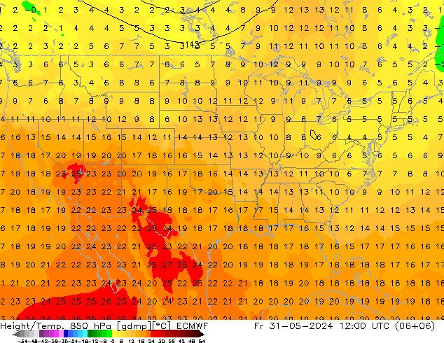 Z500/Rain (+SLP)/Z850 ECMWF Fr 31.05.2024 12 UTC