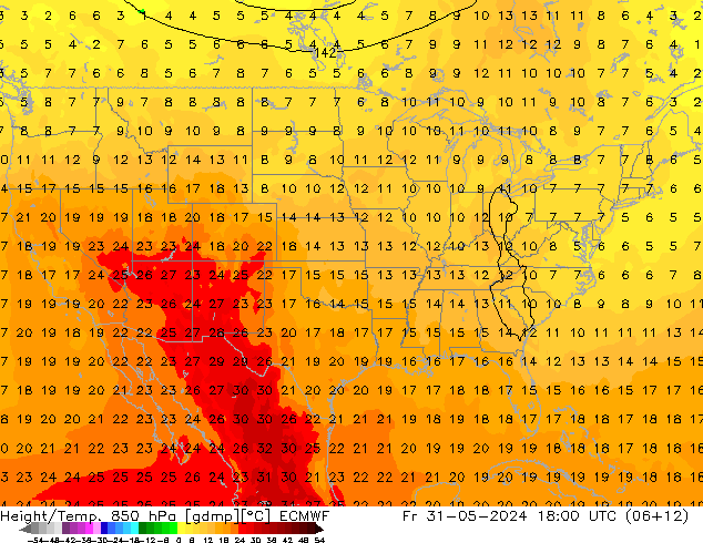 Z500/Rain (+SLP)/Z850 ECMWF Fr 31.05.2024 18 UTC