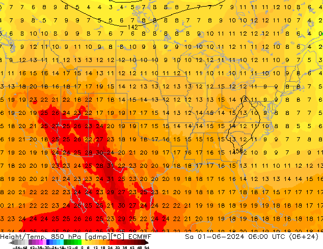 Z500/Yağmur (+YB)/Z850 ECMWF Cts 01.06.2024 06 UTC