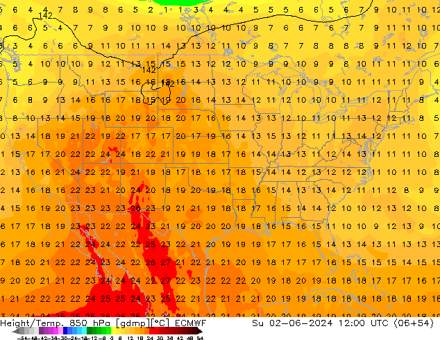 Z500/Rain (+SLP)/Z850 ECMWF Su 02.06.2024 12 UTC