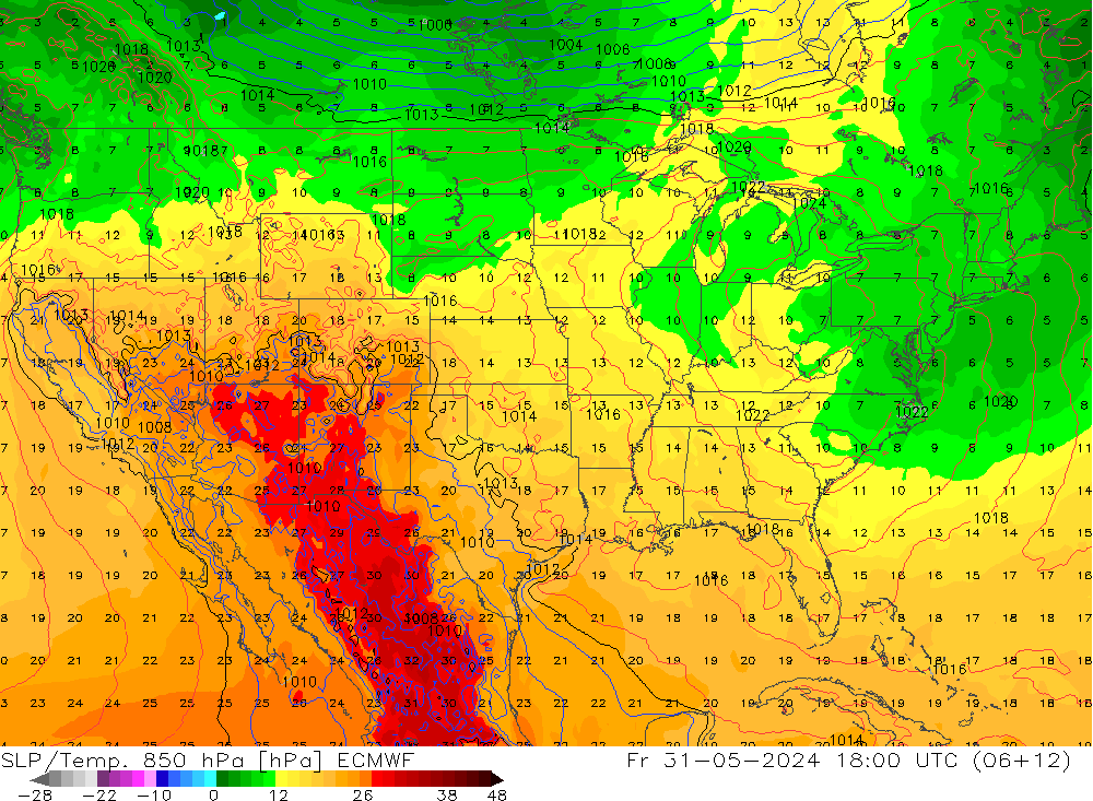 SLP/Temp. 850 hPa ECMWF Fr 31.05.2024 18 UTC