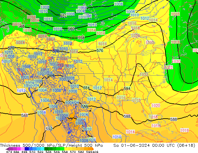 Espesor 500-1000 hPa ECMWF sáb 01.06.2024 00 UTC