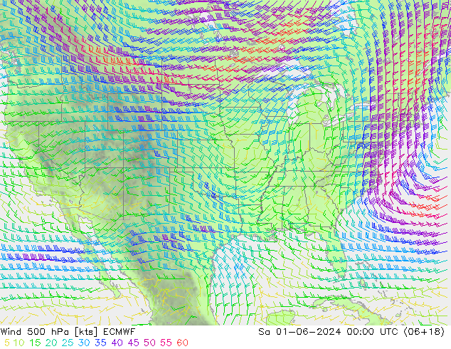 Viento 500 hPa ECMWF sáb 01.06.2024 00 UTC