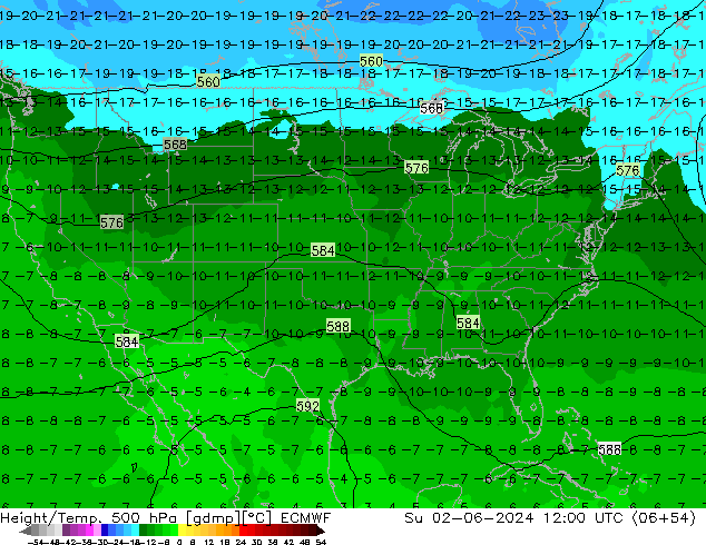 Z500/Rain (+SLP)/Z850 ECMWF Su 02.06.2024 12 UTC