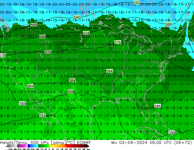 Z500/Rain (+SLP)/Z850 ECMWF Po 03.06.2024 06 UTC