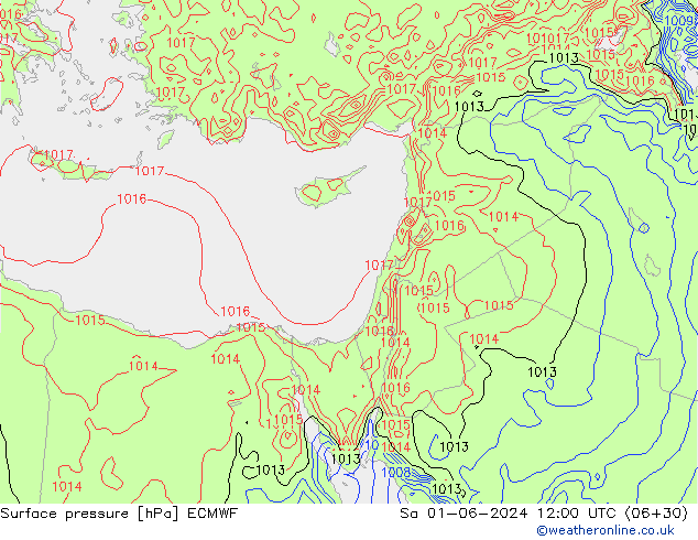 Luchtdruk (Grond) ECMWF za 01.06.2024 12 UTC