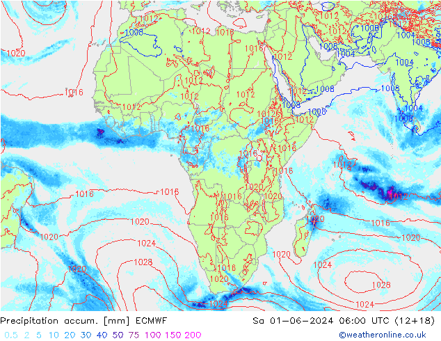 Toplam Yağış ECMWF Cts 01.06.2024 06 UTC