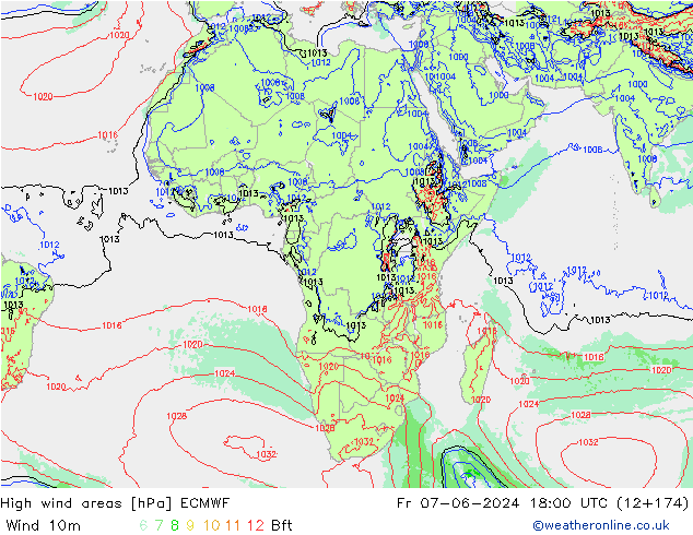 High wind areas ECMWF ven 07.06.2024 18 UTC