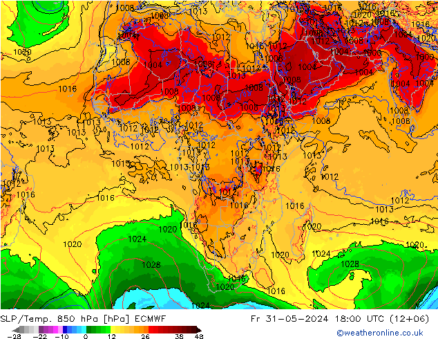 SLP/Temp. 850 hPa ECMWF Fr 31.05.2024 18 UTC