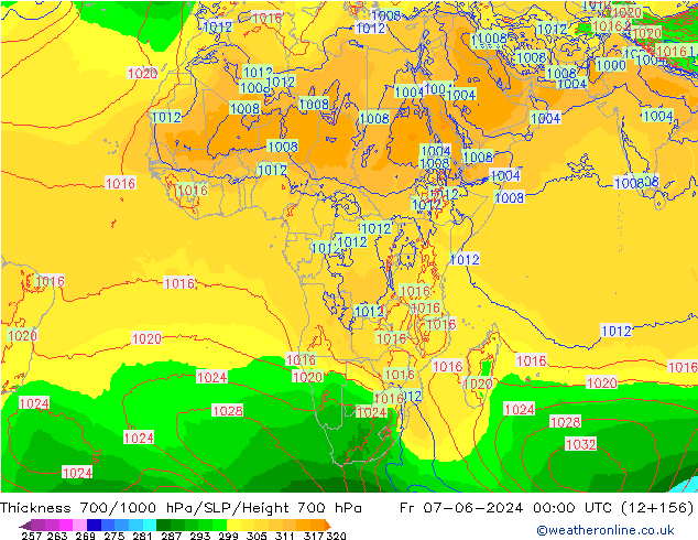 Thck 700-1000 hPa ECMWF  07.06.2024 00 UTC