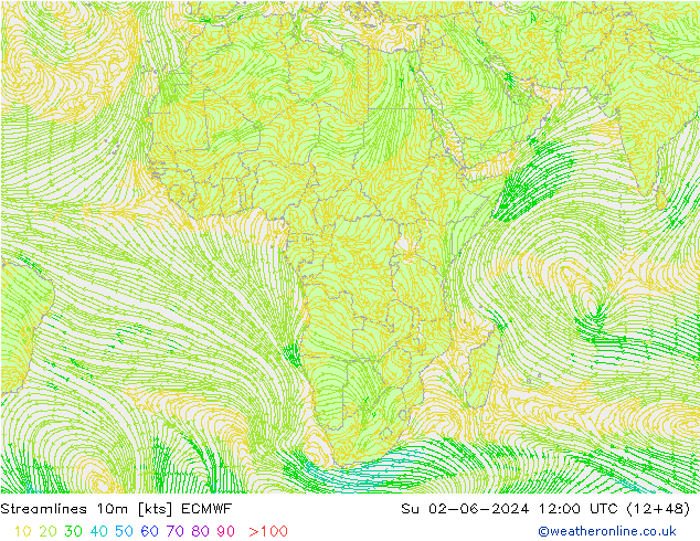 Rüzgar 10m ECMWF Paz 02.06.2024 12 UTC