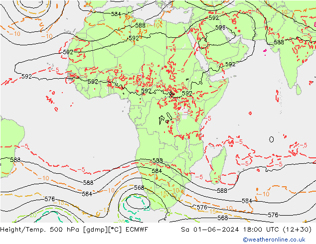 Geop./Temp. 500 hPa ECMWF sáb 01.06.2024 18 UTC