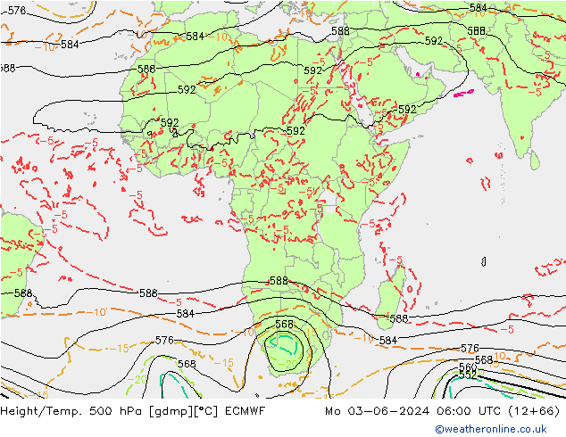 Height/Temp. 500 hPa ECMWF Seg 03.06.2024 06 UTC