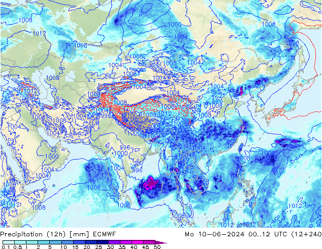 opad (12h) ECMWF pon. 10.06.2024 12 UTC