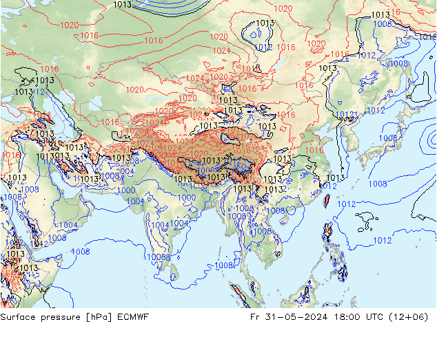 Atmosférický tlak ECMWF Pá 31.05.2024 18 UTC