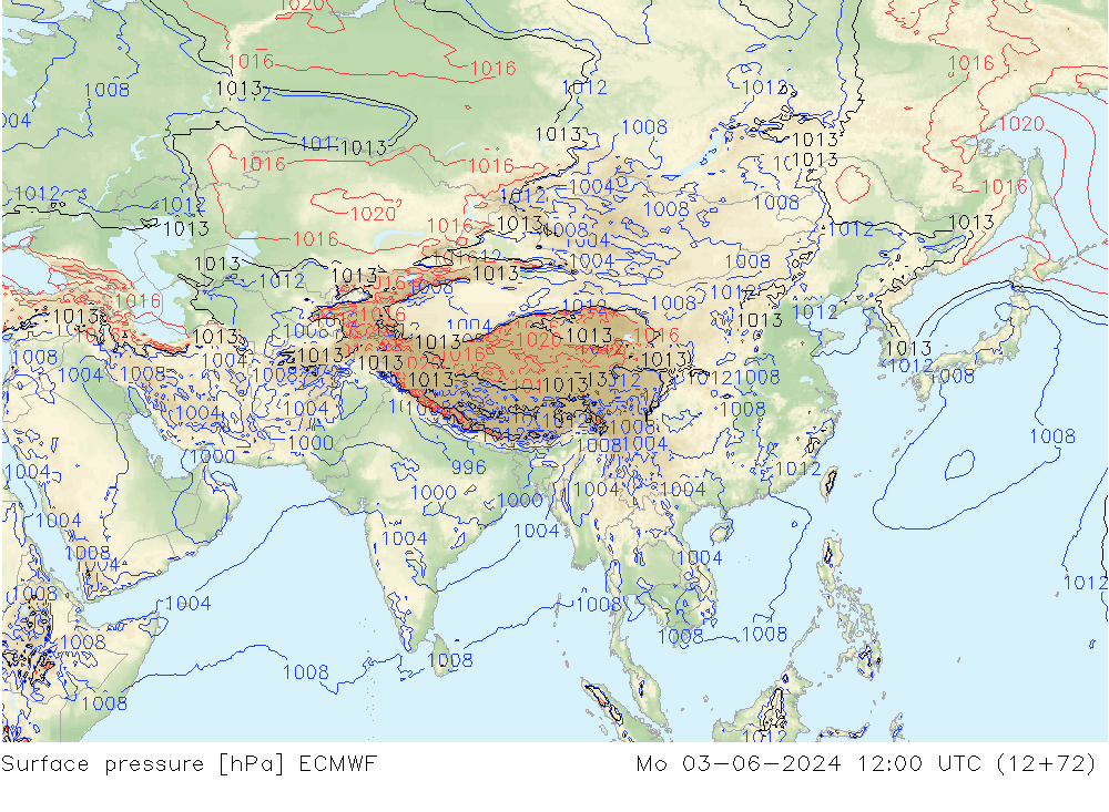 Pressione al suolo ECMWF lun 03.06.2024 12 UTC