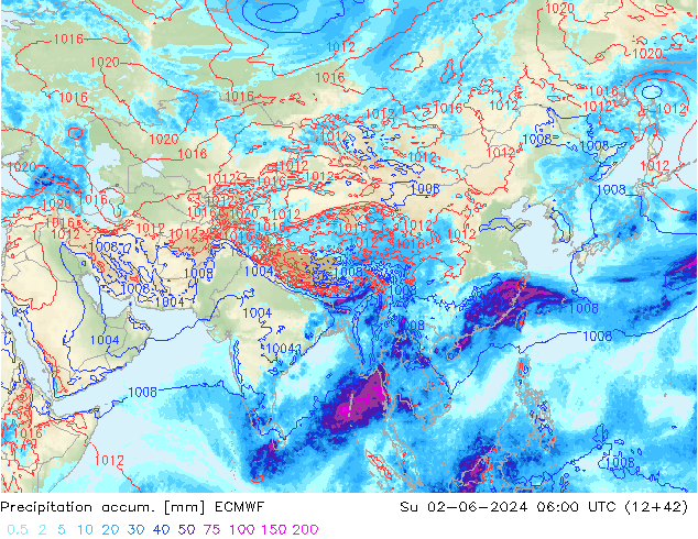 Precipitation accum. ECMWF Ne 02.06.2024 06 UTC