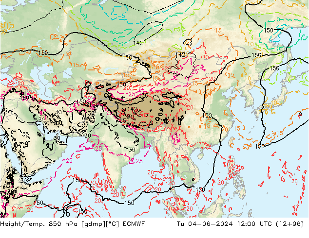 Z500/Rain (+SLP)/Z850 ECMWF  04.06.2024 12 UTC