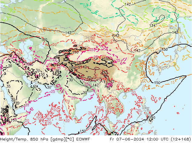 Z500/Rain (+SLP)/Z850 ECMWF пт 07.06.2024 12 UTC