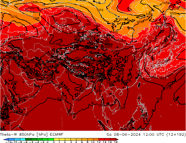 Theta-W 850hPa ECMWF Sa 08.06.2024 12 UTC