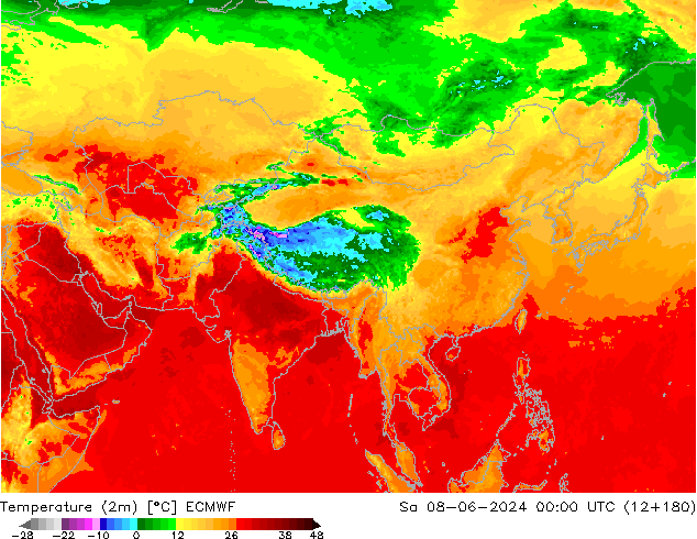 température (2m) ECMWF sam 08.06.2024 00 UTC