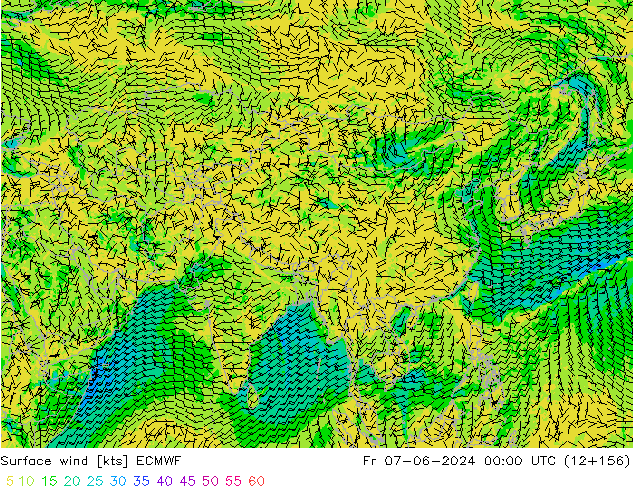 Bodenwind ECMWF Fr 07.06.2024 00 UTC