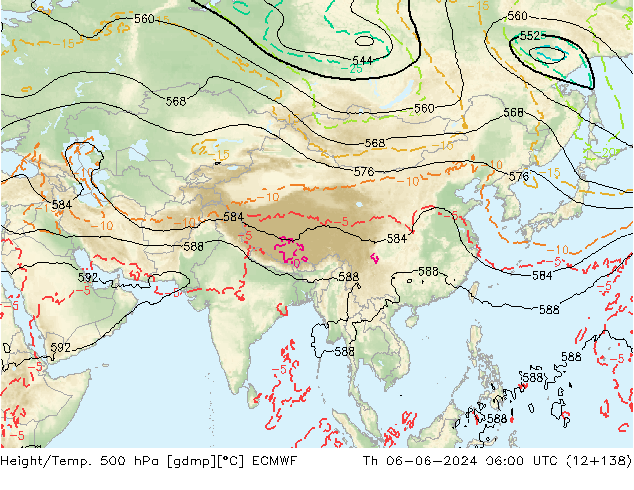 Z500/Rain (+SLP)/Z850 ECMWF jue 06.06.2024 06 UTC