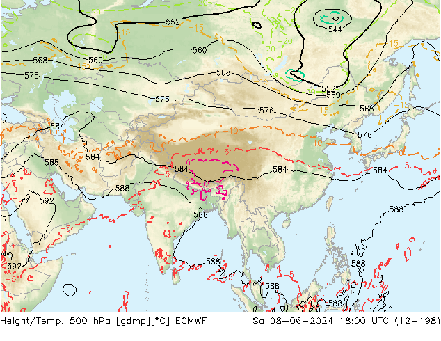 Z500/Rain (+SLP)/Z850 ECMWF sab 08.06.2024 18 UTC