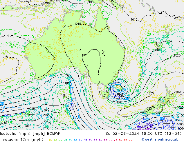 Isotachs (mph) ECMWF Su 02.06.2024 18 UTC