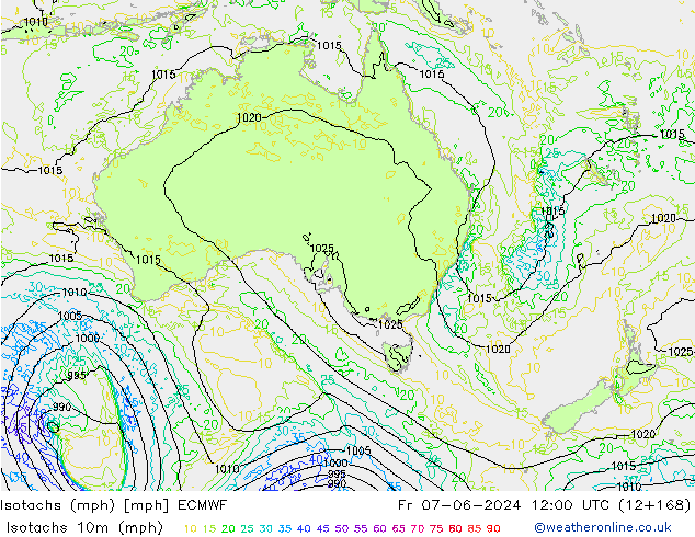 Isotachen (mph) ECMWF vr 07.06.2024 12 UTC