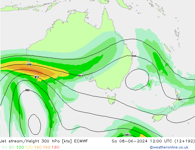 Jet stream/Height 300 hPa ECMWF Sa 08.06.2024 12 UTC