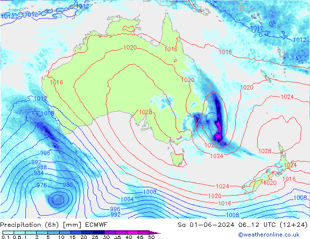 Z500/Rain (+SLP)/Z850 ECMWF Sa 01.06.2024 12 UTC