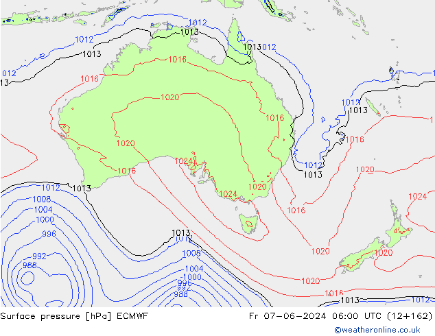 Surface pressure ECMWF Fr 07.06.2024 06 UTC