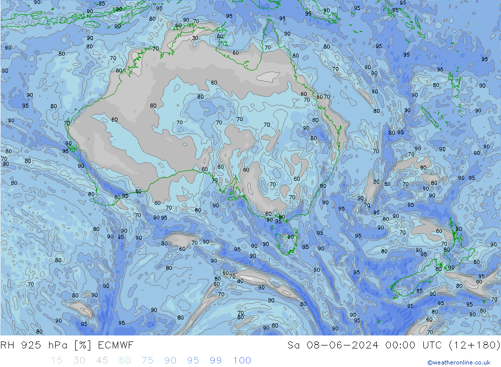 RH 925 hPa ECMWF Sa 08.06.2024 00 UTC