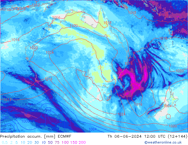 Precipitation accum. ECMWF Th 06.06.2024 12 UTC